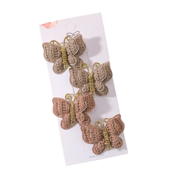 Set 4 bucăți agrafe de păr croșetate Fluture Artizanale Design tricotat Accesorii elegante pentru păr 5
