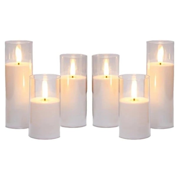 Set 60 bucăți lumânări LED fără flacără mix dimensiuni 10 / 12,5 / 15 cm lumânări LED pe baterii albe lumânări decorative pentru nuntă și decoruri 1
