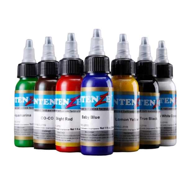 Set 7 cerneluri de calitate pentru tatuaje Cerneala colorata pentru tatuaje Culori pentru tatuaje 30 ml 1