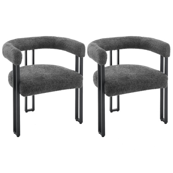 Set aus 2 Esszimmerstühlen mit Armlehnen, gepolsterten Sitzen, Metallbeinen, Abmessungen 61,5 x 72 x 51,5 cm, Tragfähigkeit 150 kg, für Küche schwarz