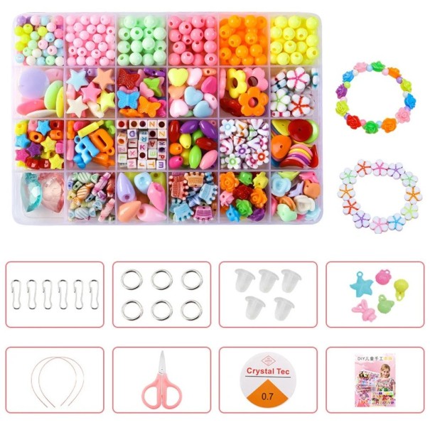 Set aus 500 Acrylperlen Bunte Perlen in verschiedenen Formen und Größen Schmuckherstellung für Kinder Zubehör für Armbänder und Halsketten 1