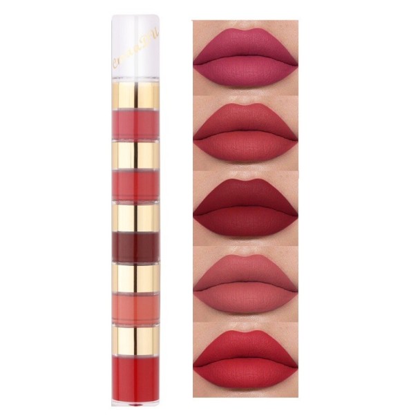 Set aus matten wasserfesten Lippenstiften in 5 Farben Kosmetikset Matte Lippenstifte 5-tlg 2