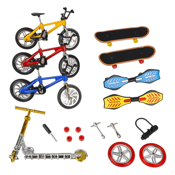 Set aus Mini-Skateboard, Roller und Fahrrad 1