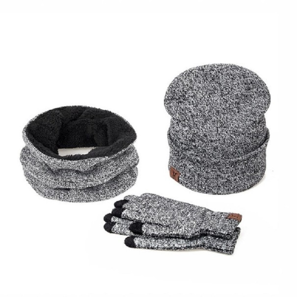 Set aus Mütze, Schlauchschal und Handschuhe hellgrau