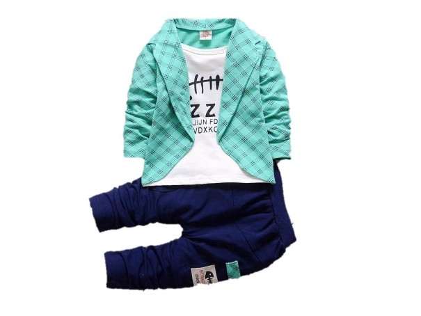 Set baieti - tricou cu jacheta si pantaloni J2539 verde 4