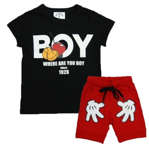 Set băieți - tricou și pantaloni scurți J1334 negru 2