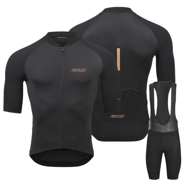 Set ciclist pentru bărbați, tricou și pantaloni scurți cu bretele pentru ciclism, sport și activități negru XL