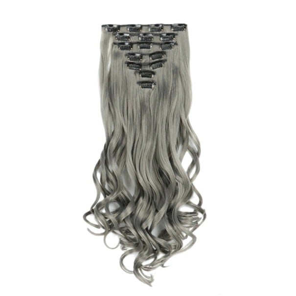Set clip in extensii ondulate 55 cm din păr sintetic rezistent la căldură pentru prelungirea și îngroșarea părului 7 bucăți 130 g 24