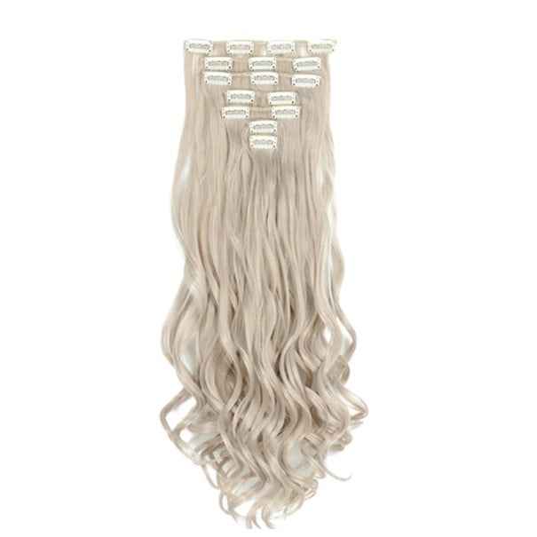 Set clip in extensii ondulate 55 cm din păr sintetic rezistent la căldură pentru prelungirea și îngroșarea părului 7 bucăți 130 g 29
