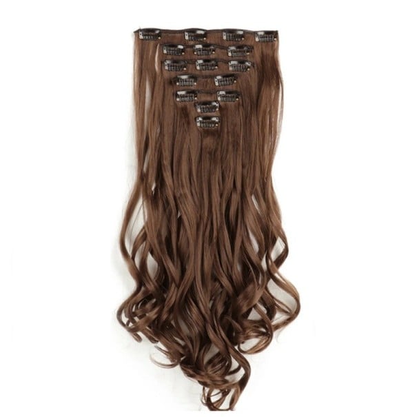 Set clip in extensii ondulate 55 cm din păr sintetic rezistent la căldură pentru prelungirea și îngroșarea părului 7 bucăți 130 g 33