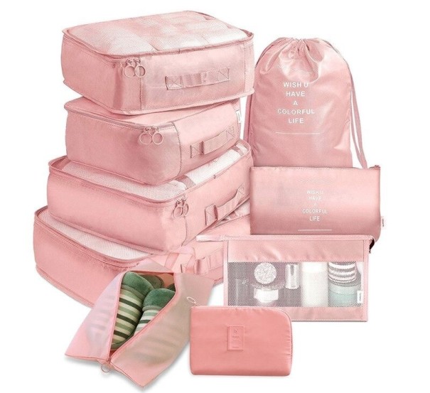 Set cosmetische tassen 9 stuks T704 roze