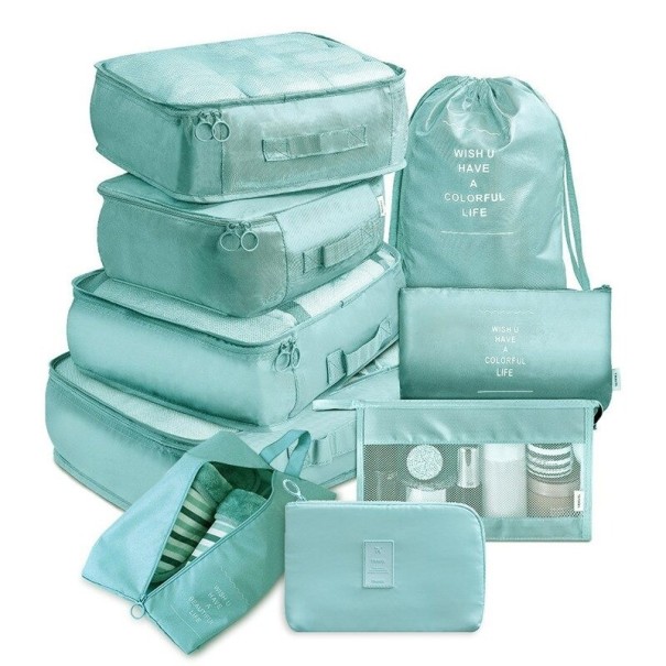 Set cosmetische tassen 9 stuks T704 turquoise