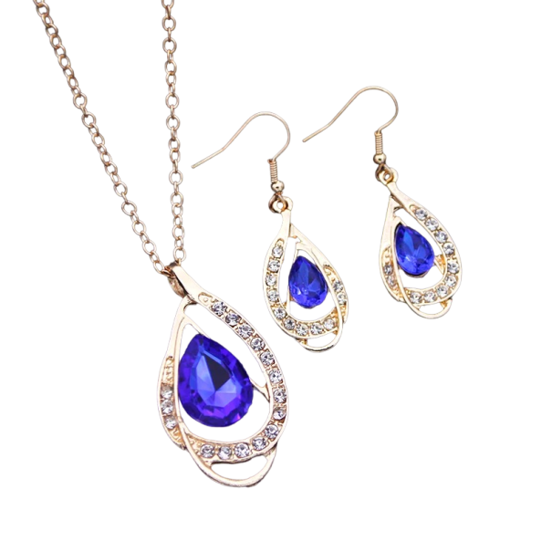 Set da donna collana e orecchini con pietre decorative V189 viola