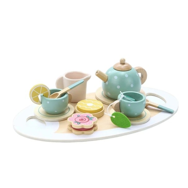Set da tè in legno per bambini Set da tè simulativo Giocattolo per il cibo Gioco di ruolo Giocattolo educativo per bambini piccoli Apprendimento 1
