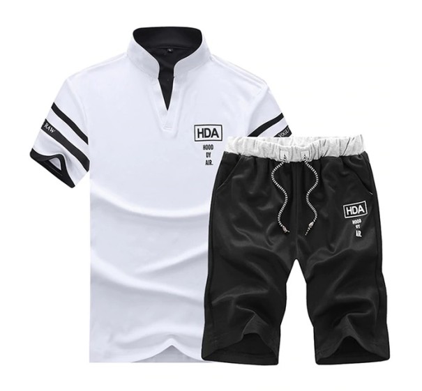 Set da Uomo - T-shirt e Pantaloni Corti bianco XS