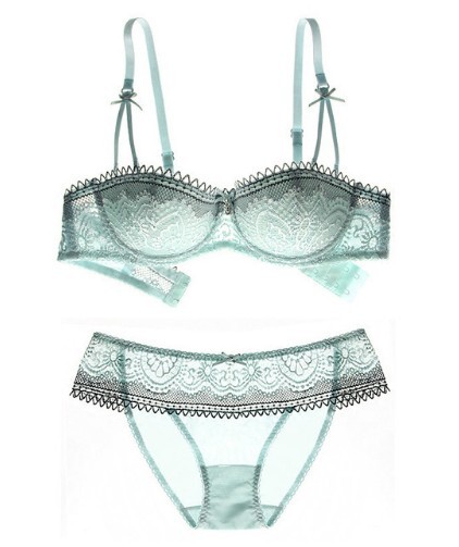Set dantelă pentru femei - Sutien + chiloți verde 90D