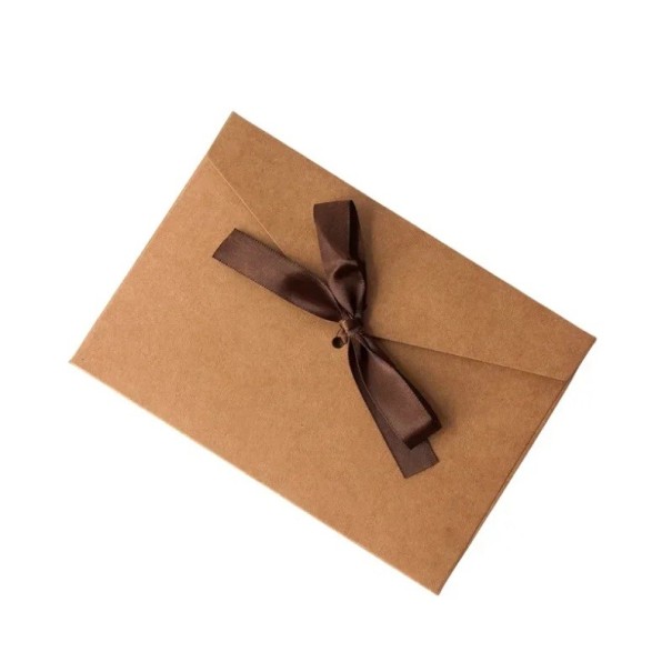 Set de 10 bucăți de plicuri colorate cu legare cu fundiță 17,5 × 12,4 cm plicuri din hârtie pentru scrisori de urare și cadouri în bani maro