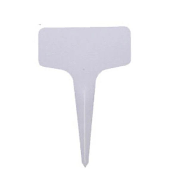 Set de 100 etichete albe din plastic pentru plante, 10 cm, în formă de T, etichete scriere pentru răsaduri și ghivece de flori 1