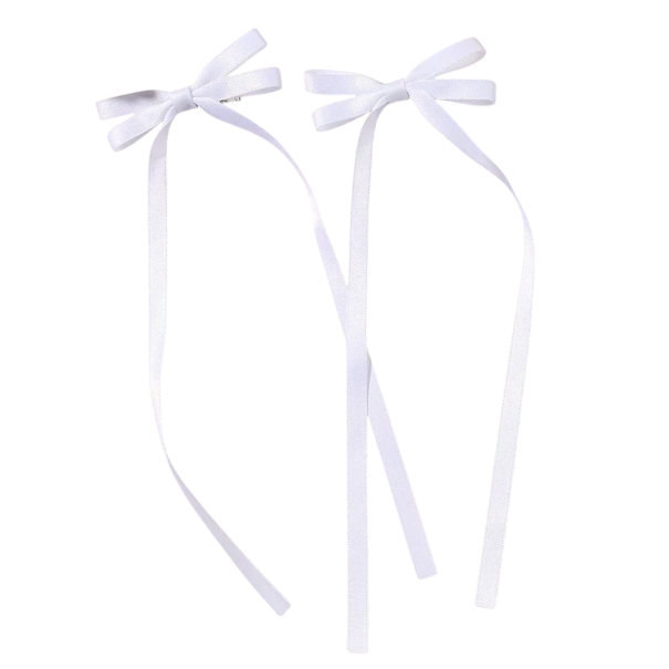 Set de 2 agrafe de păr cu fundă dublă Agrafe cu fundă elegante Accesoriu de păr elegant pentru fete femei coafură la modă prindere alb
