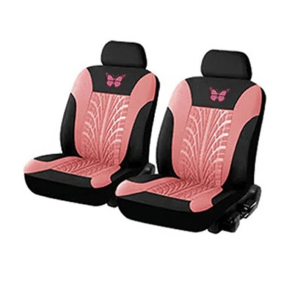 Set de 2 huse scaune față Design anvelope cu papion Huse de protecție pentru scaune auto Poliester Model elegant Ușor de întreținut roz