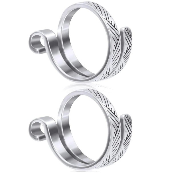 Set de 2 inele de croșetat 2,3x2,8 cm, suport reglabil pentru degete, pentru fire și ață de cusut și ajutor pentru tricotat, instrumente metalice 1