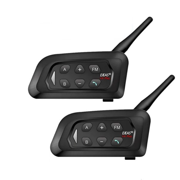 Set de 2 intercomunicadores V4 Plus Bluetooth 5.1 IP65 4 conductores 1500 m Sonido HIFI Radio FM Escucha simultánea de música e intercomunicador 1