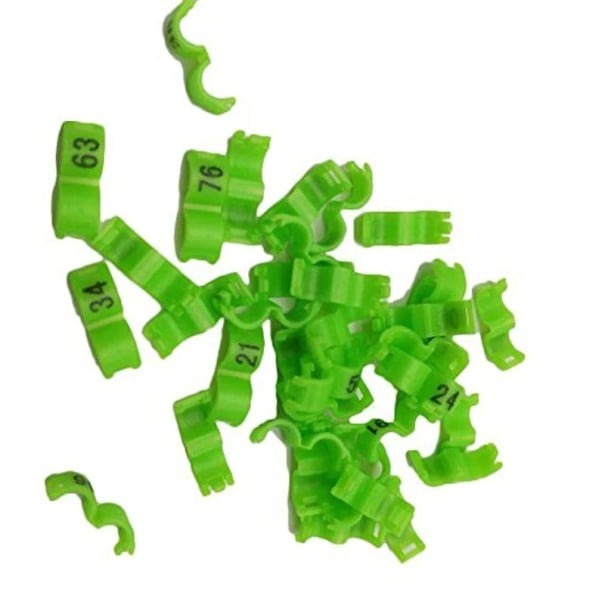 Set de 20 de inele colorate pentru picioare de pasăre de 4,5 mm Clips din plastic pentru inelatul porumbeilor, canarilor și papagalilor Etichete de identificare a păsărilor verde