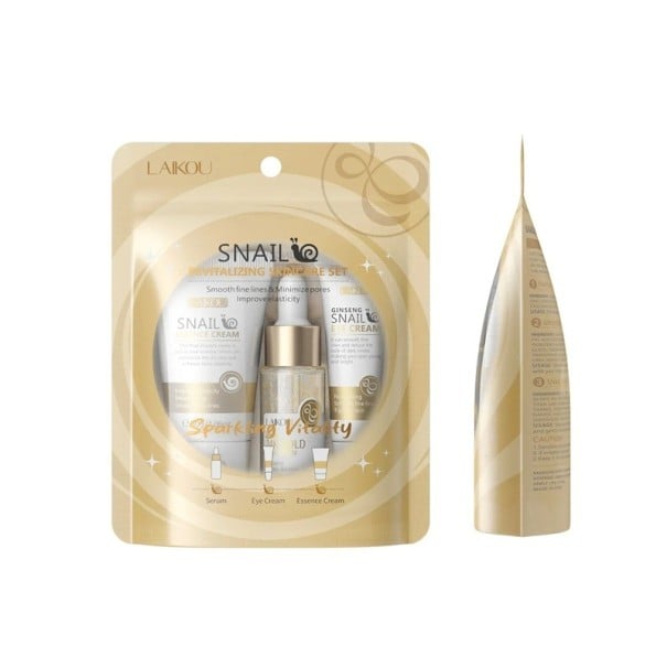Set de 3 creme de îngrijire a pielii cu melc, ser de aur de 24k, cremă de ochi cu ginseng, esență de melc, set de revitalizare anti-îmbătrânire 1