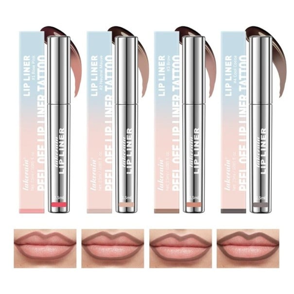 Set de 4 lápices labiales a prueba de agua Efecto mate 2,5 ml Barra de labios de larga duración Colores sutiles A prueba de manchas Labios 1
