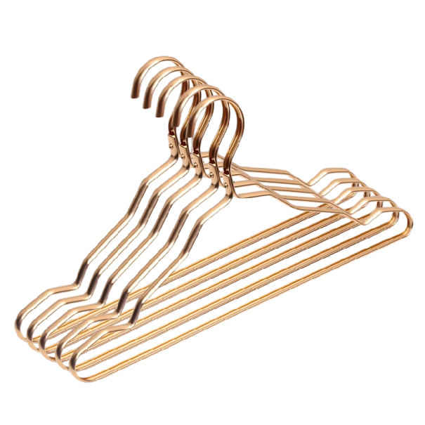 Set de 5 bucăți umerașe din aluminiu 41 x 20 cm Culoare aurie Umerașe metalice pentru îmbrăcăminte Pentru tijă cu diametrul de 4,5 cm 1