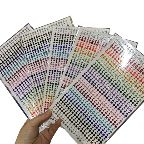 Set de 5 foi de pietre colorate pentru față Bijuterii autocolante 3 4 5 mm Mix pentru machiaj de nuntă Petreceri Festivaluri Carnavaluri și machiaj creativ 1