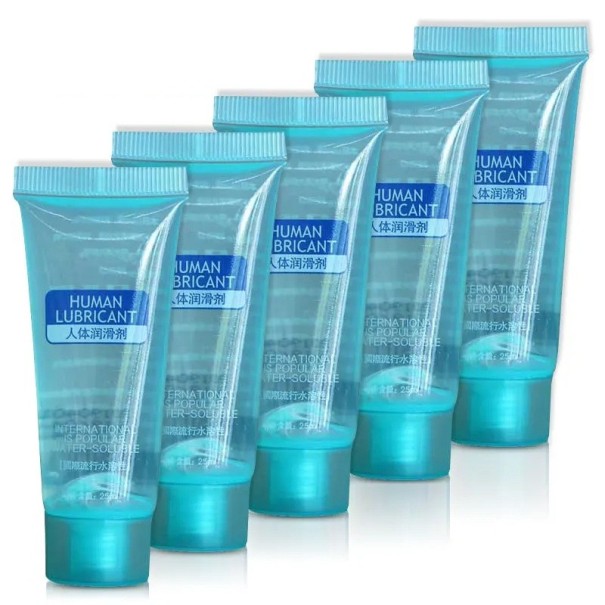Set de 5 geles lubricantes a base de agua de 25 ml para uso íntimo y ayuda erótica, práctico envase para viajes, embalaje discreto. 1