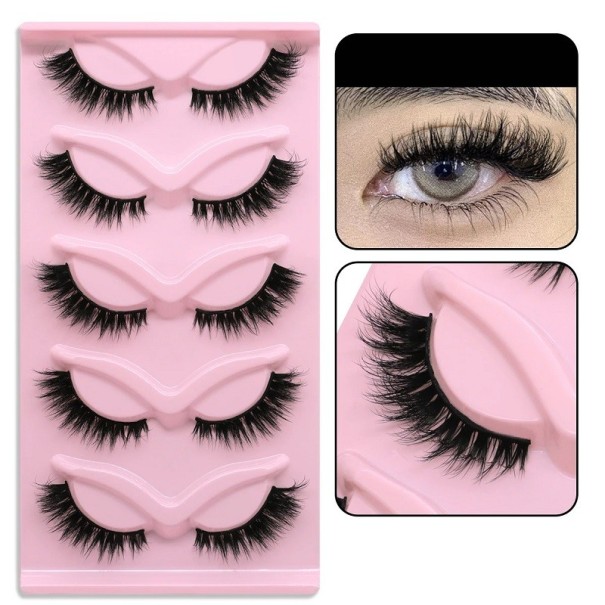 Set de 5 perechi de gene false cu bandă completă Gene false lungi Kit de extensie de gene lipire naturală pe gene 2 Set de 5 perechi de gene false cu bandă completă Gene false lungi Kit de extensie de gene lipire naturală pe gene 2