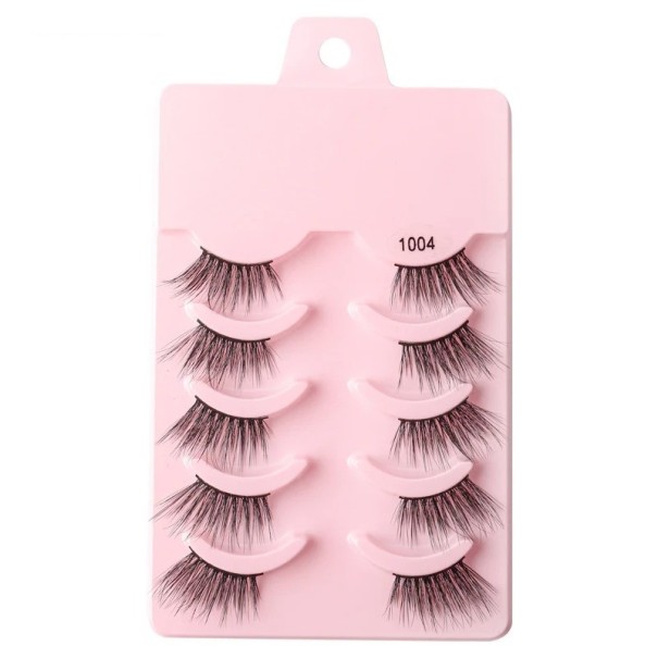 Set de 5 perechi de gene false Jumătate de gene false Kit de extensie de gene cu aspect natural pentru gene false Lipici pe 4