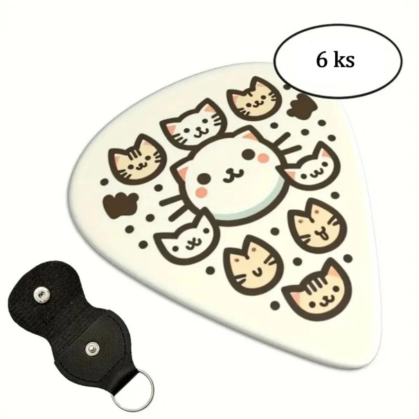 Set de 6 bucăți de plectre pentru chitară de 1 mm cu husă pentru buton Husa pentru plectre și chei Plectre rigide pentru lovituri puternice Chitare acustice și electrice 1