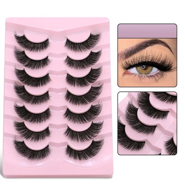 Set de 7 perechi de gene false cu bandă completă Gene false lungi Kit de extensie de gene lipire naturală pe gene 5