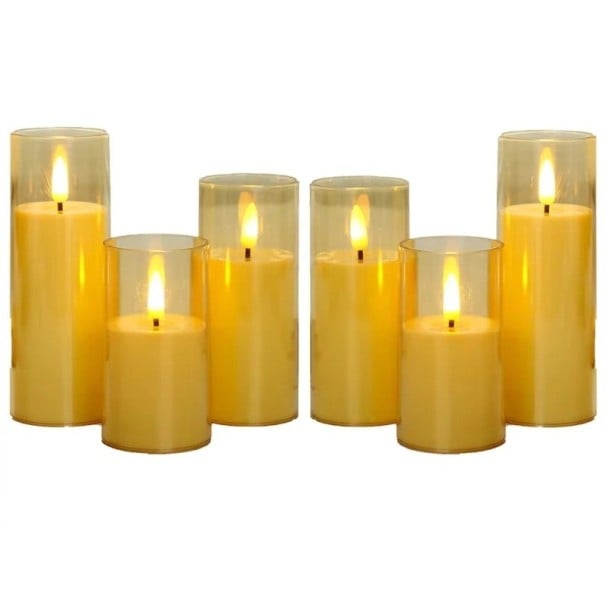 Set de 72 bucăți lumânări LED fără flacără mix de dimensiuni 10 / 12,5 / 15 cm lumânări LED pe baterii lumânări decorative galbene pentru nunți 1