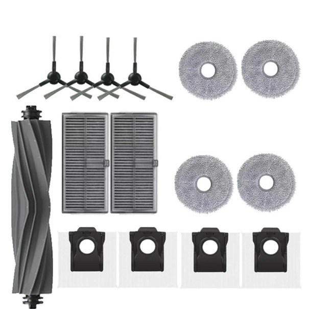 Set de accesorii pentru aspirator robotic 15 piese 1 perie principală 4 discuri pentru mop 2 filtre 4 saci 4 perii de curățare Piese de schimb pentru întreținere 1