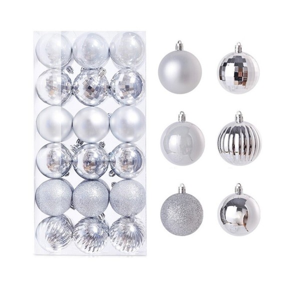 Set de adornos navideños 36 uds 4 cm plateado