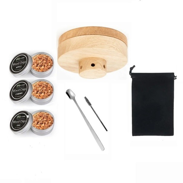 Set de ahumador de cócteles Capota de madera Astillas aromáticas Manzana Cereza Roble Accesorio de bar para uso doméstico y profesional 1
