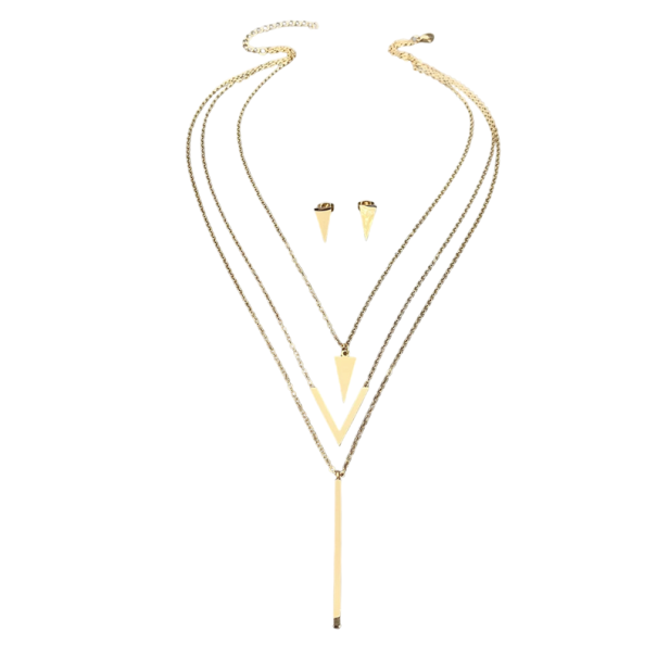 Set de bijuterii în formă de V Colier geometric pentru femei cu mai multe straturi și cercei din oțel inoxidabil Cadou elegant pentru ziua de naștere Crăciun 1