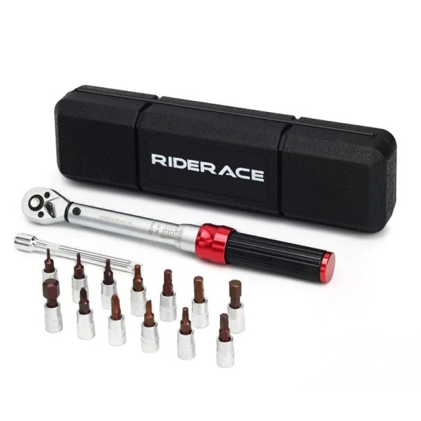 Set de chei dinamometrice RIDERACE 15 buc 1/4" 2-24Nm Cheie hexagonală din oțel bidirecțională cu accesorii pentru repararea bicicletelor și motocicletelor 1
