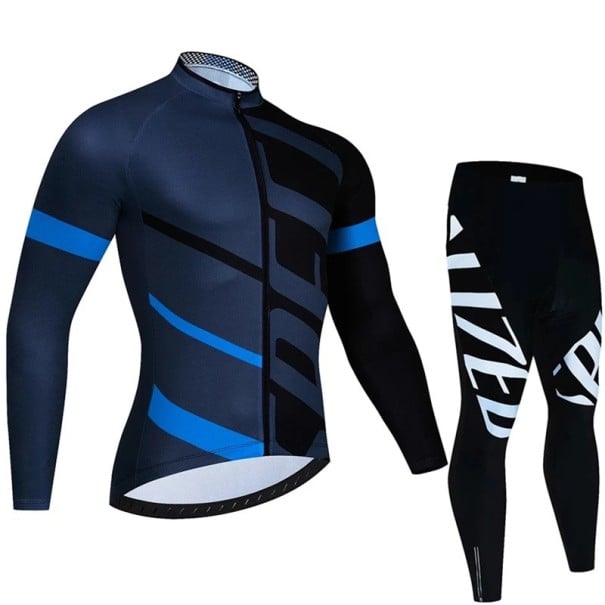 Set de ciclism pentru bărbați – tricou cu mânecă lungă și pantaloni, pentru ciclism, sport și activități recreative albastru XL