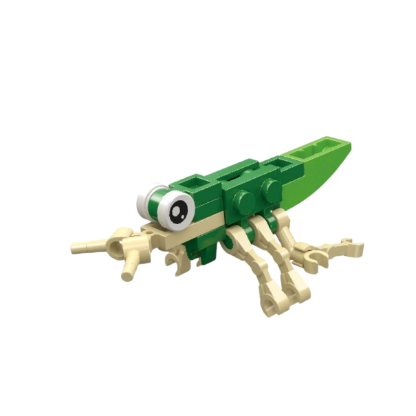 Set de construcție 8 x 7 cm lăcustă 20 piese model verde de insecte cu picioare lungi lăcustă stilizată pentru o asamblare rapidă și creativă 1