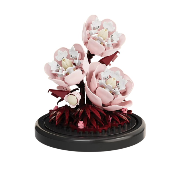 Set de construcție bujori 85 x 85 x 88 mm 167 bucăți Micro blocuri plante florale în ghiveci Model creativ pentru apartament Cadou pentru copii 1