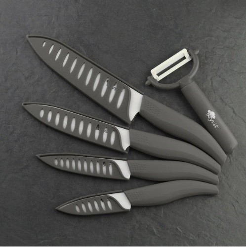 Set de cuțite ceramice de calitate - 5 buc gri