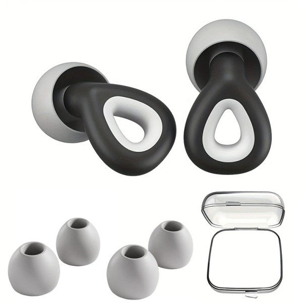 Set de dopuri de urechi din silicon pentru somn și înot Reducerea zgomotului 3 dimensiuni de vârfuri moi Protecție și confort auditiv negru