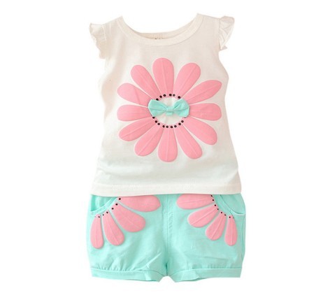 Set de fete de vară cu imprimeu - top și pantaloni scurți 12-18 luni