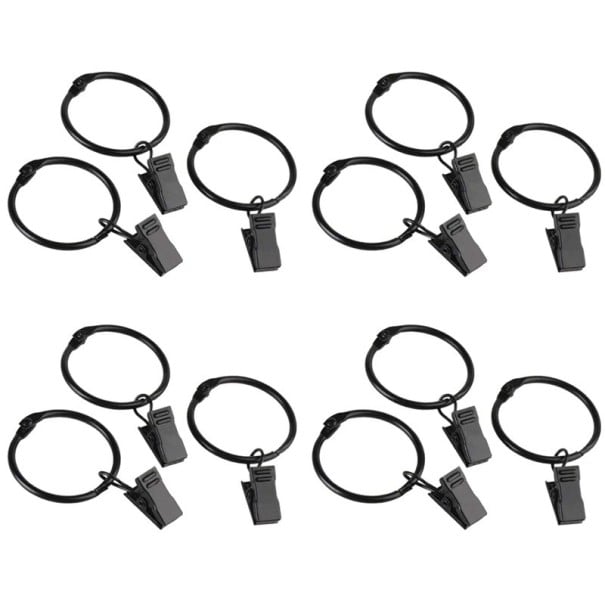 Set de inele pentru perdele cu clipsuri 12 buc 4,3x3,7 cm metal inele suspendate cu cârlige pentru prinderea perdelelor și draperiilor 1
