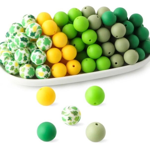Set de mărgele din silicon 15 x 15 mm Mărgele rotunde 20 buc în nuanțe de verde 5 culori câte 4 bucăți Material creativ pentru fabricarea brățărilor, colierelor, pandantivelor și decorațiunilor 1